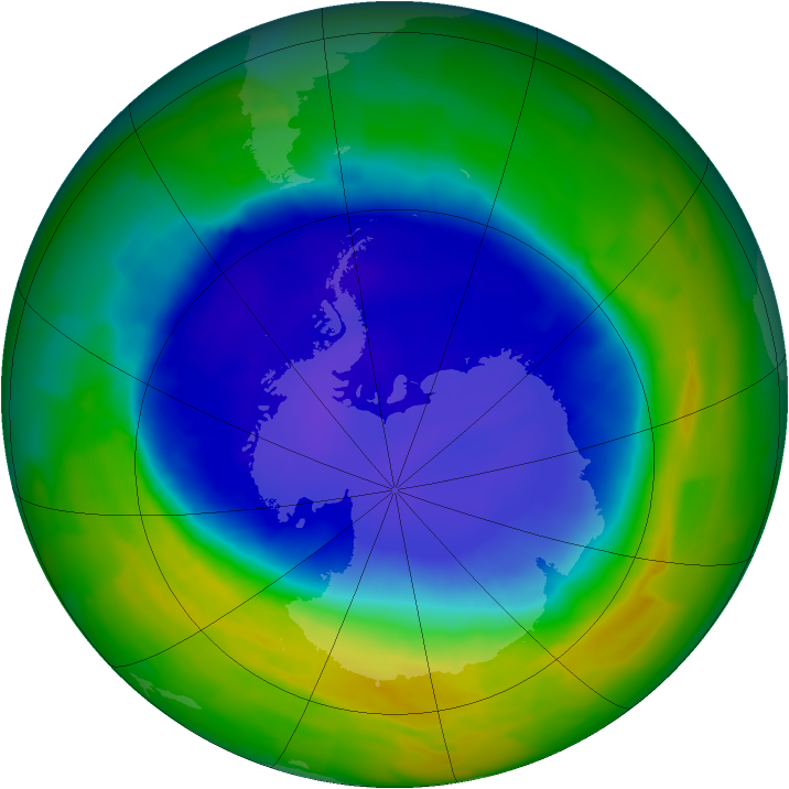 Antarctic ozone map for 08 November 2011